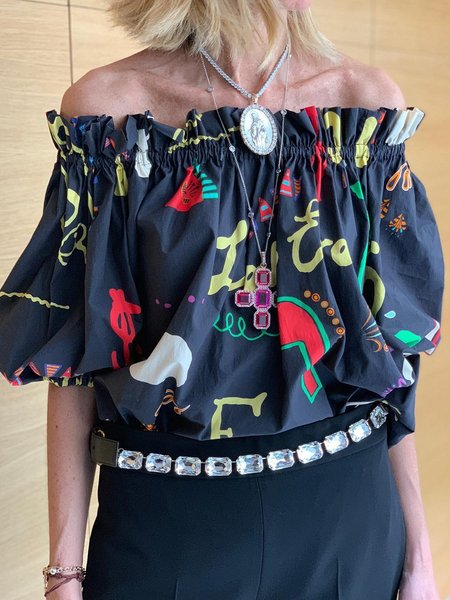 Casual Cold Shoulder Loose Random Print Half Sleeve T-Shirt, Black, Blouses and Shirts
Casual Cold Shoulder Loose Random Print Half Sleeve T-Shirt, Black, Blouses and Shirts