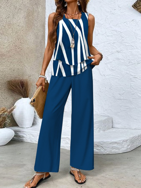 Women Color Block Square Neck Sleeveless Comfy Casual Top With Pants Two-Piece Set, Dark blue, Jumpsuits&Rompers
Women Color Block Square Neck Sleeveless Comfy Casual Top With Pants Two-Piece Set, Dark blue, Jumpsuits&Rompers