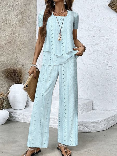 Women Leaf Square Neck Short Sleeve Comfy Casual Top With Pants Two-Piece Set, Blue, Sets
Women Leaf Square Neck Short Sleeve Comfy Casual Top With Pants Two-Piece Set, Blue, Sets