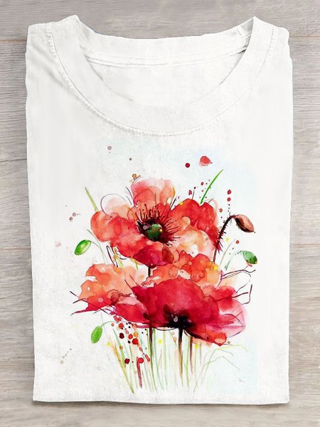 Casual Summer Floral Short Sleeve Loose Crew Neck H-Line T-shirt, White, T-shirts
Casual Summer Floral Short Sleeve Loose Crew Neck H-Line T-shirt, White, T-shirts