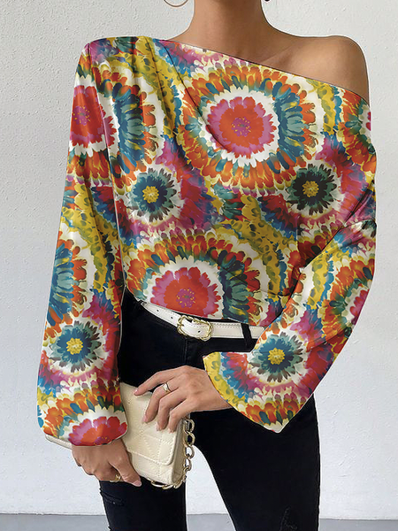Loose Asymmetrical Long Sleeve Urban Blouse, As picture, Blouses and Shirts