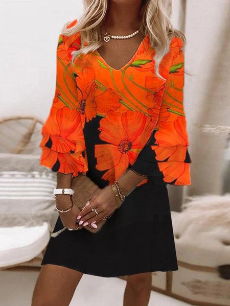 Women Floral V Neck Three Quarter Sleeve Comfy Casual Peplum Mini Dress, Black, Midi
Women Floral V Neck Three Quarter Sleeve Comfy Casual Peplum Mini Dress, Black, Midi