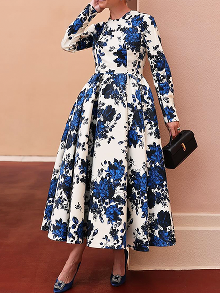Regular Fit Elegant Regular Sleeve Pocket Crew Neck Long Sleeve Stitching Midi Dress, Blue, Midi Dresses
Regular Fit Elegant Regular Sleeve Pocket Crew Neck Long Sleeve Stitching Midi Dress, Blue, Midi Dresses