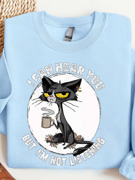 Women's Crew Neck Cat Casual Spring/Fall Cotton Long Sleeve Sweatshirt, Blue, Sweatshirts & Hoodies
Women's Crew Neck Cat Casual Spring/Fall Cotton Long Sleeve Sweatshirt, Blue, Sweatshirts & Hoodies