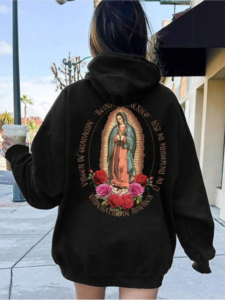 Women's Printed Hoodie With Virgin Mary Back Design, Black, Sweatshirts & Hoodies
Women's Printed Hoodie With Virgin Mary Back Design, Black, Sweatshirts & Hoodies
