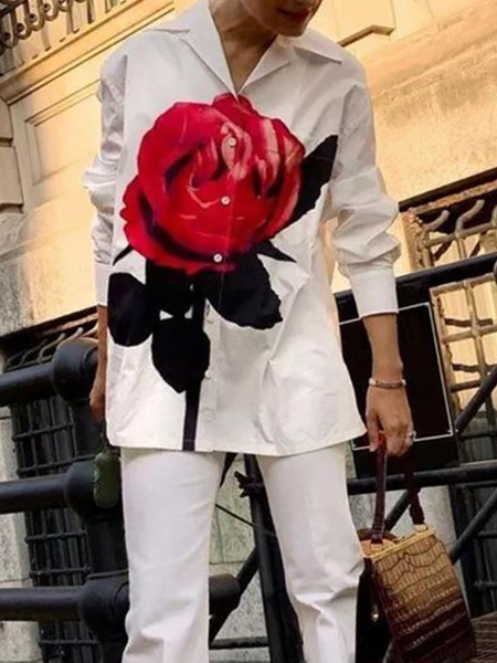 Loose Regular Sleeve Lapel Collar Long Sleeve Urban Loose Shirt, White, Blouses and Shirts
Loose Regular Sleeve Lapel Collar Long Sleeve Urban Loose Shirt, White, Blouses and Shirts