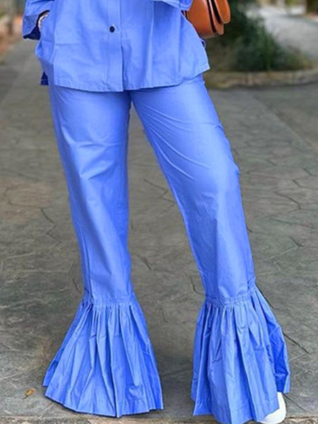 Urban Pocket Stitching Regular Fit Plain Fashion Pants, Blue, Pants