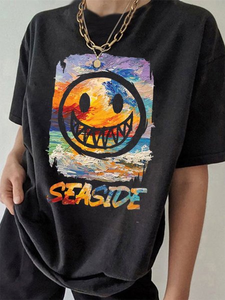 Women's Short Sleeve Tee T-shirt Summer Text Letters Distressing Cotton Crew Neck Daily Going Out Vintage Top Black, T-Shirts
Women's Short Sleeve Tee T-shirt Summer Text Letters Distressing Cotton Crew Neck Daily Going Out Vintage Top Black, T-Shirts