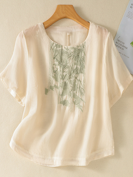 Shirt Collar Short Sleeve Plain Embroidery Regular Loose Blouse For Women, As picture, Blouses
Shirt Collar Short Sleeve Plain Embroidery Regular Loose Blouse For Women, As picture, Blouses