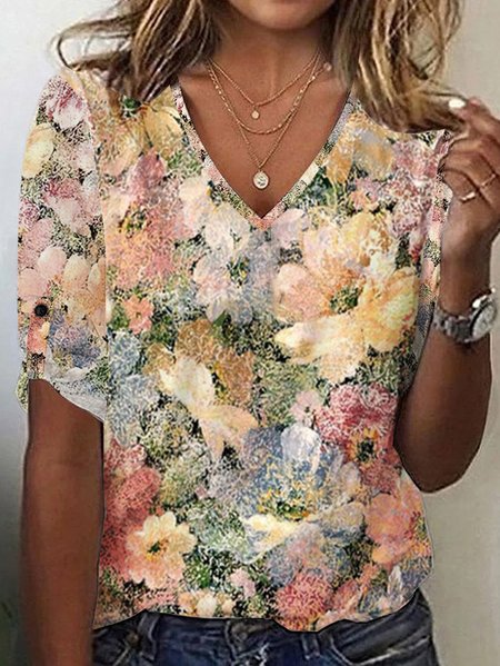 Women's Three Quarter Sleeve Tee T-shirt Spring/Fall Floral Knitted V Neck Daily Going Out Casual Top Yellow, T-Shirts
Women's Three Quarter Sleeve Tee T-shirt Spring/Fall Floral Knitted V Neck Daily Going Out Casual Top Yellow, T-Shirts