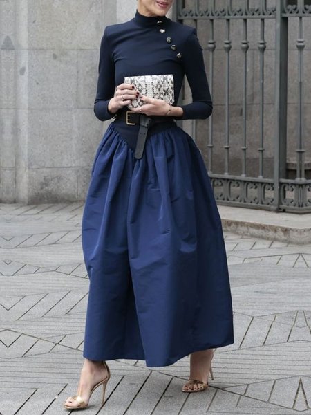 Urban Plain Pockets Stand Collar Buttoned Dress With No Belt, Deep blue, Maxi Dresses
Urban Plain Pockets Stand Collar Buttoned Dress With No Belt, Deep blue, Maxi Dresses