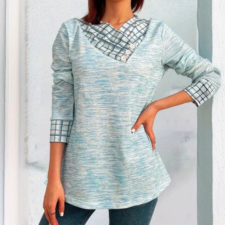V Neck Long Sleeve Plain Chain Regular Regular Fit Blouse For Women, Blue, Blouses
V Neck Long Sleeve Plain Chain Regular Regular Fit Blouse For Women, Blue, Blouses