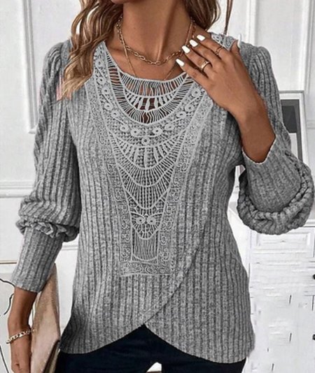 Women's Long Sleeve Blouse Spring/Fall Plain Lace Crew Neck Daily Going Out Casual Top, Gray, Shirts & Blouses
Women's Long Sleeve Blouse Spring/Fall Plain Lace Crew Neck Daily Going Out Casual Top, Gray, Shirts & Blouses