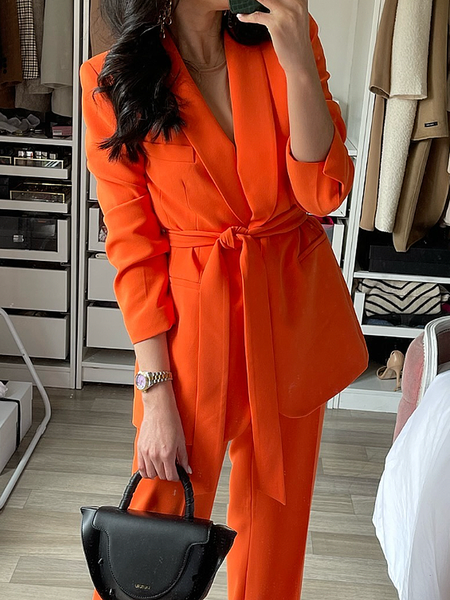 Urban Lapel Collar Regular Sleeve Regular Fit Pocket Stitching Blazer With Belt, Orange, Blazers
Urban Lapel Collar Regular Sleeve Regular Fit Pocket Stitching Blazer With Belt, Orange, Blazers