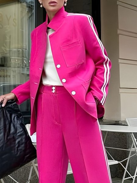 Casual Pocket Stitching Stand Collar Regular Sleeve Color Block Jacket, Deep pink, Jackets
Casual Pocket Stitching Stand Collar Regular Sleeve Color Block Jacket, Deep pink, Jackets