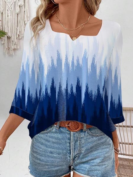 Women's Three Quarter Sleeve Tee T-shirt Spring/Fall Color Block Printing Cotton Notched Daily Going Out Vintage Top Blue, T-Shirts
Women's Three Quarter Sleeve Tee T-shirt Spring/Fall Color Block Printing Cotton Notched Daily Going Out Vintage Top Blue, T-Shirts