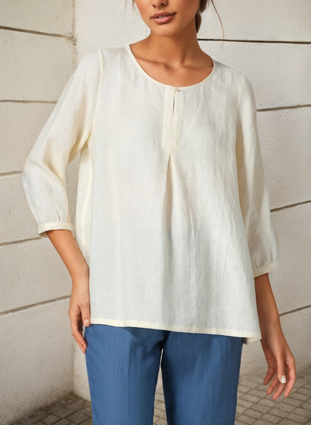 Women's Blouses & Shirts Linen Half Sleeve Inverted Front Pleat Blouse, Yellow, Short/3/4 Length Sleeve
Women's Blouses & Shirts Linen Half Sleeve Inverted Front Pleat Blouse, Yellow, Short/3/4 Length Sleeve