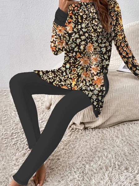 Women Floral Crew Neck Long Sleeve Comfy Casual Top With Pants Two-Piece Set, Multicolor, Sets
Women Floral Crew Neck Long Sleeve Comfy Casual Top With Pants Two-Piece Set, Multicolor, Sets