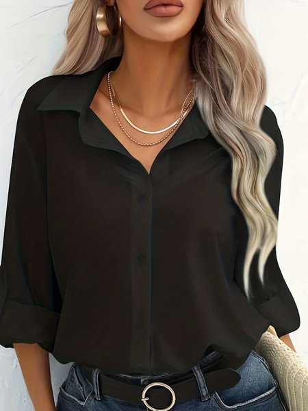 Women's Long Sleeve Shirt Spring/Fall Plain Shirt Collar Daily Going Out Casual Top White, Black, Tops
Women's Long Sleeve Shirt Spring/Fall Plain Shirt Collar Daily Going Out Casual Top White, Black, Tops