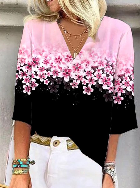 Women's Three Quarter Sleeve Tee T-shirt Spring/Fall Floral Printing V Neck Daily Going Out Vintage Top Pink, Tops
Women's Three Quarter Sleeve Tee T-shirt Spring/Fall Floral Printing V Neck Daily Going Out Vintage Top Pink, Tops