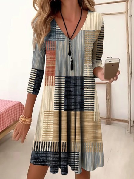 Women's Floral Three Quarter Sleeve Spring/Fall Dress V Neck Daily Casual Mini A-Line Dress, Blue, Dresses
Women's Floral Three Quarter Sleeve Spring/Fall Dress V Neck Daily Casual Mini A-Line Dress, Blue, Dresses
