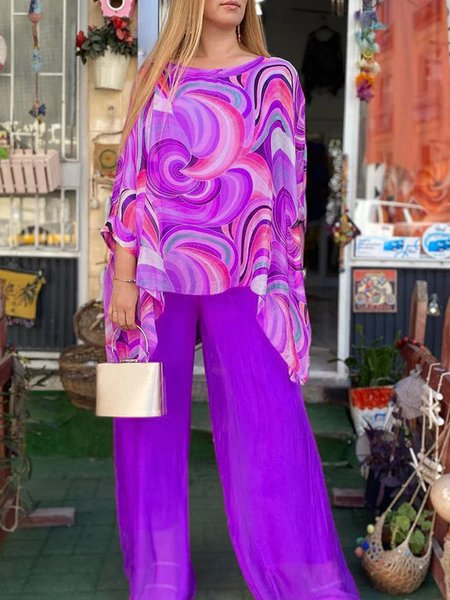 Women's Geometric Daily Going Out Two Piece Set Three Quarter Sleeve Casual Spring/Fall Top With Pants Matching Set, Purple, Suit Set
Women's Geometric Daily Going Out Two Piece Set Three Quarter Sleeve Casual Spring/Fall Top With Pants Matching Set, Purple, Suit Set