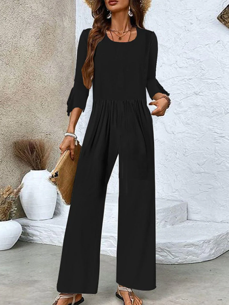 Women Three Quarter Sleeve Crew Neck Loose Long Daily Casual Plain Natural Jumpsuit, Black, Jumpsuits&Rompers
Women Three Quarter Sleeve Crew Neck Loose Long Daily Casual Plain Natural Jumpsuit, Black, Jumpsuits&Rompers