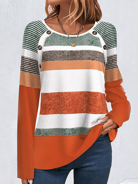 Crew Neck Long Sleeve Striped Regular Loose Blouse For Women, Multicolor, Blouses
Crew Neck Long Sleeve Striped Regular Loose Blouse For Women, Multicolor, Blouses