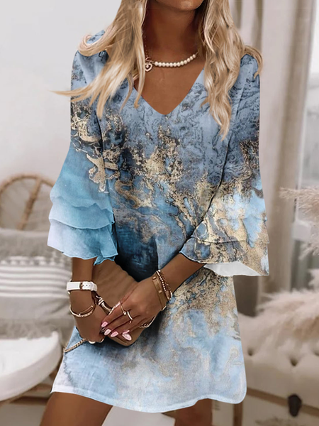 Women Abstract Crew Neck Three Quarter Sleeve Comfy Casual Midi Dress, Blue, Dresses
Women Abstract Crew Neck Three Quarter Sleeve Comfy Casual Midi Dress, Blue, Dresses