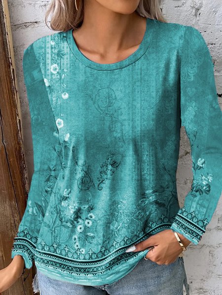Women's Long Sleeve Blouse Spring/Fall Floral Lace Jersey Crew Neck Daily Going Out Casual Top, Sky blue, Blouses
Women's Long Sleeve Blouse Spring/Fall Floral Lace Jersey Crew Neck Daily Going Out Casual Top, Sky blue, Blouses