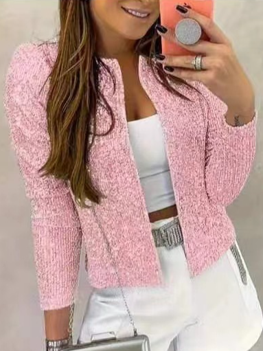 Women's Spring/Fall Outerwear Casual Glitter Plain Long Sleeve Crew Neck Jacket, Pink, Outerwear
Women's Spring/Fall Outerwear Casual Glitter Plain Long Sleeve Crew Neck Jacket, Pink, Outerwear