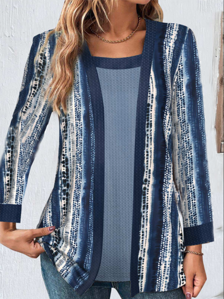 Crew Neck Long Sleeve Geometric Regular Micro-Elasticity Loose Mock Two-Piece Blouse For Women, Blue, Blouses
Crew Neck Long Sleeve Geometric Regular Micro-Elasticity Loose Mock Two-Piece Blouse For Women, Blue, Blouses