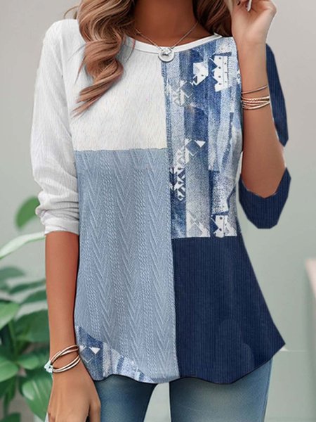 Women's Long Sleeve Tee T-shirt Spring/Fall Geometric Jersey Crew Neck Daily Going Out Casual Top, Blue, T-Shirts
Women's Long Sleeve Tee T-shirt Spring/Fall Geometric Jersey Crew Neck Daily Going Out Casual Top, Blue, T-Shirts