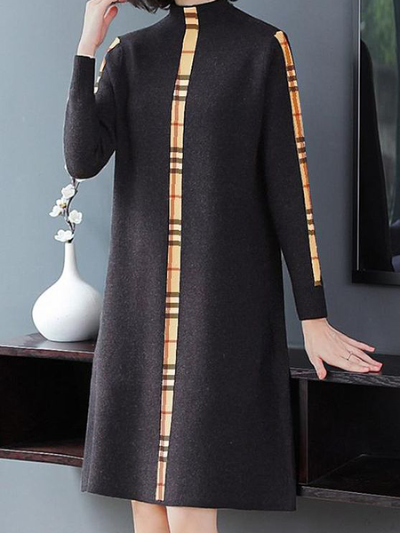 Loose Casual Regular Sleeve Stand Collar Long Sleeve Sweater Knee Length Dress, As picture, Midi Dresses
Loose Casual Regular Sleeve Stand Collar Long Sleeve Sweater Knee Length Dress, As picture, Midi Dresses