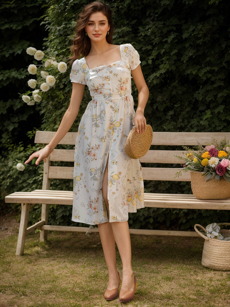 Women's Short Sleeve Summer Floral Cotton Dress Square Neck Daily Going Out Vintage Midi X-Line White, Dresses
Women's Short Sleeve Summer Floral Cotton Dress Square Neck Daily Going Out Vintage Midi X-Line White, Dresses