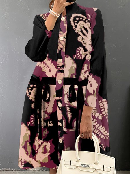 Urban Loose Regular Sleeve Abstract Stand Collar Shirt Dress With Belt, As picture, Midi Dresses
Urban Loose Regular Sleeve Abstract Stand Collar Shirt Dress With Belt, As picture, Midi Dresses
