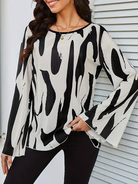 Crew Neck Long Sleeve Color Block Regular Micro-Elasticity Loose Blouse For Women, White, Blouses
Crew Neck Long Sleeve Color Block Regular Micro-Elasticity Loose Blouse For Women, White, Blouses