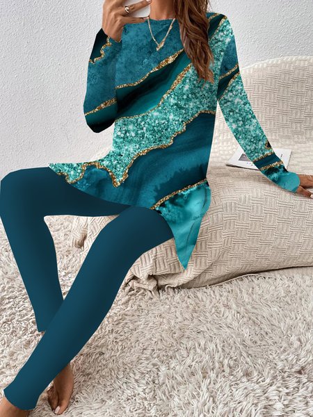 Women's Jersey Abstract Daily Going Out Two Piece Set Long Sleeve Casual Spring/Fall Top With Pants Matching Set, Blue, Suit Set
Women's Jersey Abstract Daily Going Out Two Piece Set Long Sleeve Casual Spring/Fall Top With Pants Matching Set, Blue, Suit Set