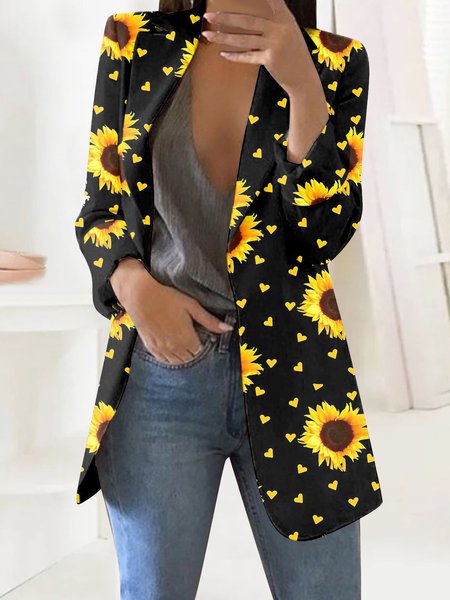 Women's Spring/Fall Outerwear Casual Floral Long Sleeve Lapel Collar Mid-long Blazer, Black-yellow, Blazers
Women's Spring/Fall Outerwear Casual Floral Long Sleeve Lapel Collar Mid-long Blazer, Black-yellow, Blazers