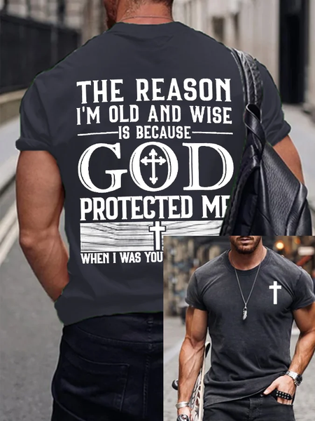 Men's The Reason I'M Old And Wise Is Because God Protected Me Print Cotton T-shirt, Dark gray, T-shirts
Men's The Reason I'M Old And Wise Is Because God Protected Me Print Cotton T-shirt, Dark gray, T-shirts
