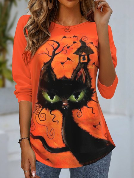 Women's Long Sleeve Tee T-shirt Spring/Fall Cat Jersey Crew Neck Daily Going Out Casual Top, Orange red, T-Shirts
Women's Long Sleeve Tee T-shirt Spring/Fall Cat Jersey Crew Neck Daily Going Out Casual Top, Orange red, T-Shirts