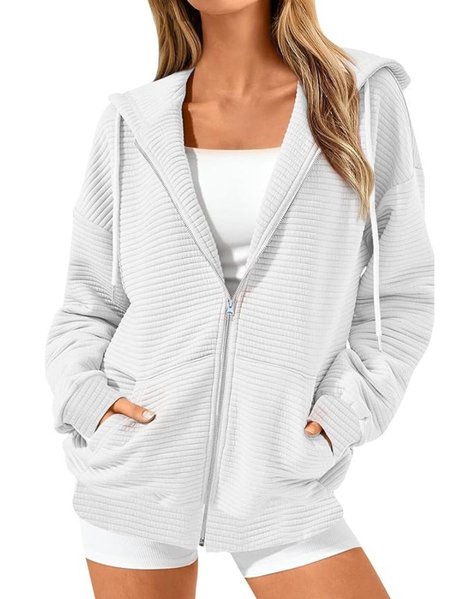Women's Spring/Fall Outerwear Casual Zipper Plain Long Sleeve Hoodie Jacket, White, Jackets
Women's Spring/Fall Outerwear Casual Zipper Plain Long Sleeve Hoodie Jacket, White, Jackets