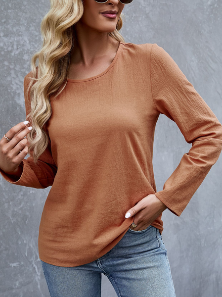 Crew Neck Long Sleeve Plain Lace Regular Micro-Elasticity Loose Blouse For Women, Orange, Blouses
Crew Neck Long Sleeve Plain Lace Regular Micro-Elasticity Loose Blouse For Women, Orange, Blouses