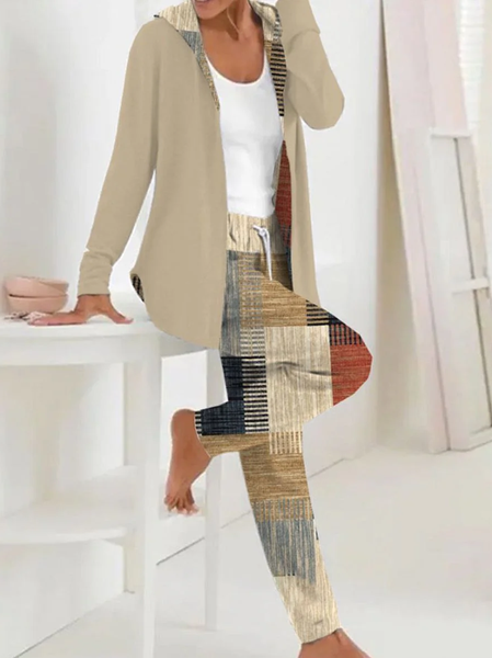 Women Plaid Hoodie Long Sleeve Comfy Casual Coat With Pants Two-Piece Set, Khaki, Sets
Women Plaid Hoodie Long Sleeve Comfy Casual Coat With Pants Two-Piece Set, Khaki, Sets