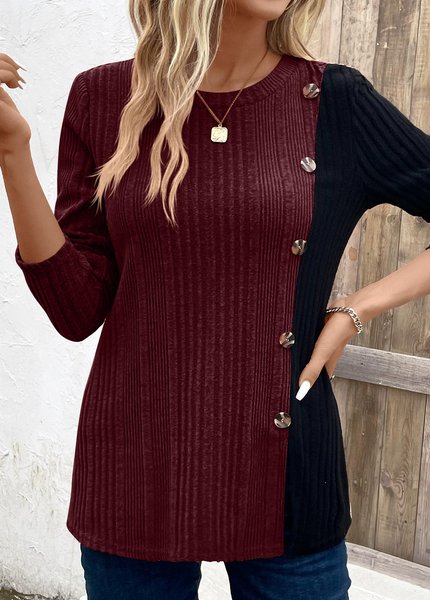 Crew Neck Long Sleeve Color Block Regular Micro-Elasticity Loose Blouse For Women, Red, Blouses
Crew Neck Long Sleeve Color Block Regular Micro-Elasticity Loose Blouse For Women, Red, Blouses