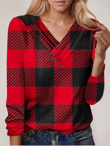 Women's Long Sleeve Blouse Spring/Fall Plaid Cross Neck Daily Going Out Casual Top, Red, Shirts & Blouses
Women's Long Sleeve Blouse Spring/Fall Plaid Cross Neck Daily Going Out Casual Top, Red, Shirts & Blouses