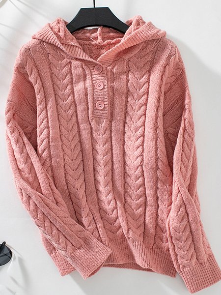 Women Yarn/Wool Yarn Plain Long Sleeve Comfy Casual Buckle Sweater, Pink, Sweaters
Women Yarn/Wool Yarn Plain Long Sleeve Comfy Casual Buckle Sweater, Pink, Sweaters