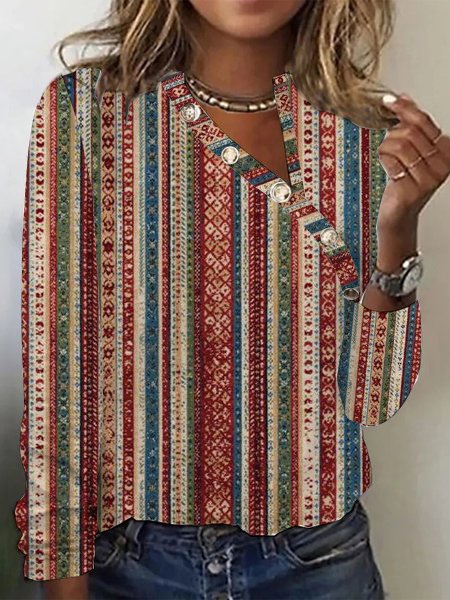 Women's Long Sleeve Tee T-shirt Spring/Fall Ethnic Printing Jersey Asymmetrical Collar Holiday Going Out Vintage Top, Deep red, T-Shirts
Women's Long Sleeve Tee T-shirt Spring/Fall Ethnic Printing Jersey Asymmetrical Collar Holiday Going Out Vintage Top, Deep red, T-Shirts