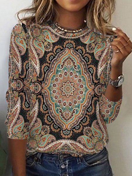 Women's Long Sleeve Tee T-shirt Spring/Fall Ethnic Printing Jersey Crew Neck Holiday Going Out Vintage Top, Brown, T-Shirts
Women's Long Sleeve Tee T-shirt Spring/Fall Ethnic Printing Jersey Crew Neck Holiday Going Out Vintage Top, Brown, T-Shirts