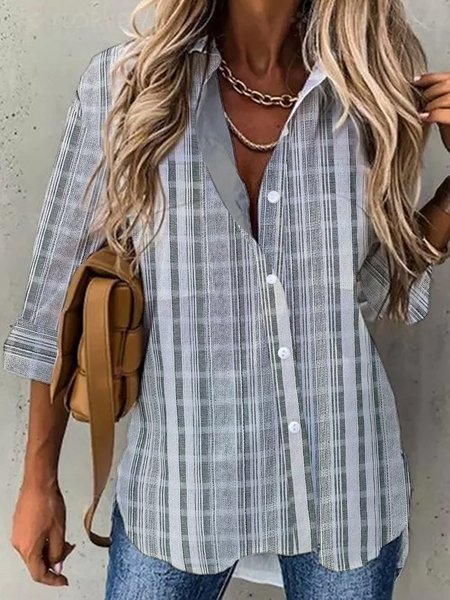 Women's Long Sleeve Shirt Spring/Fall Striped Printing Shirt Collar Holiday Going Out Vintage Top, Gray, Shirts & Blouses
Women's Long Sleeve Shirt Spring/Fall Striped Printing Shirt Collar Holiday Going Out Vintage Top, Gray, Shirts & Blouses